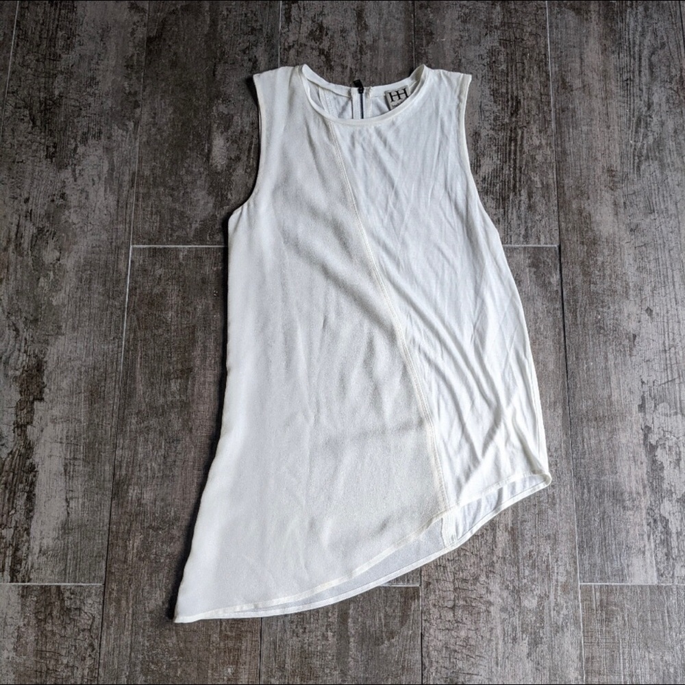 HAUTE HIPPIE Silk Asymmetrical Tank Top Zip Back
